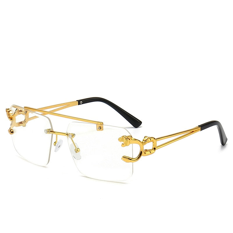 Punk Wood Printing Rimless Sunglasses