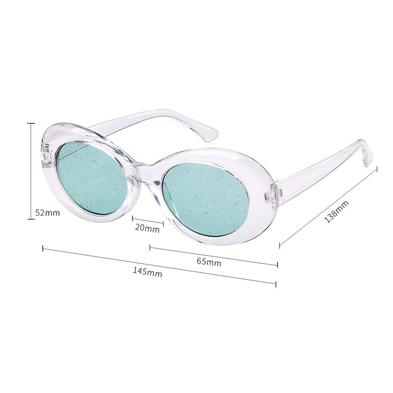 Vintage Oversized Glitter Shiny Oval Sunglasses