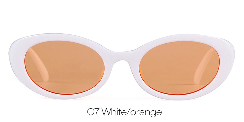 Narrow Purple Frame Oval Sun Glasses