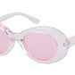 Vintage Oversized Glitter Shiny Oval Sunglasses