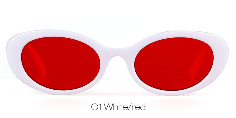 Narrow Purple Frame Oval Sun Glasses