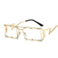 Men Rectangle Punk Rivet Sunglasses