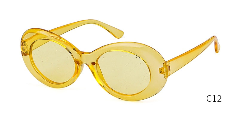 Vintage Oversized Glitter Shiny Oval Sunglasses