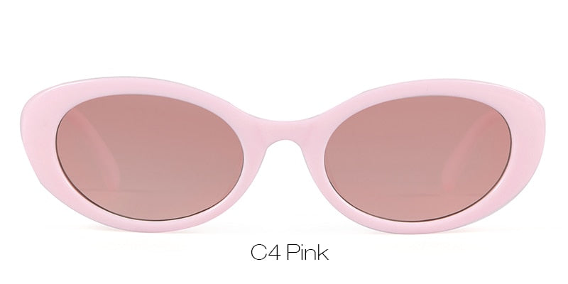 Narrow Purple Frame Oval Sun Glasses
