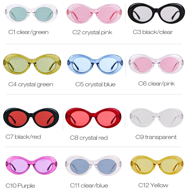 Vintage Oversized Glitter Shiny Oval Sunglasses