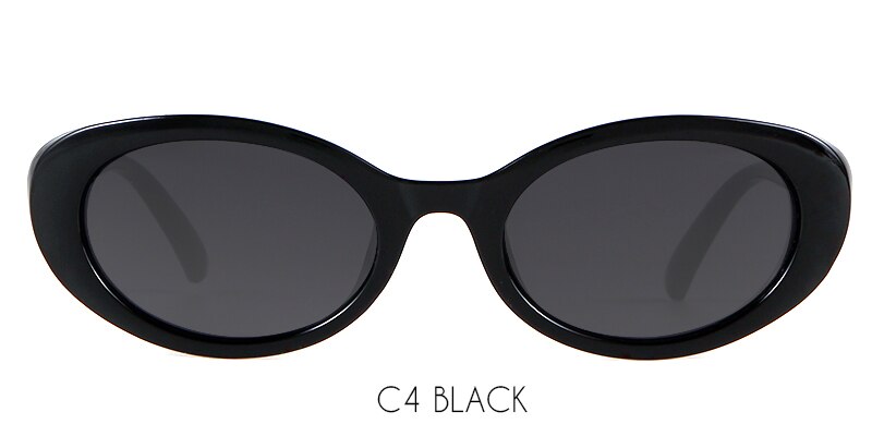 Narrow Purple Frame Oval Sun Glasses