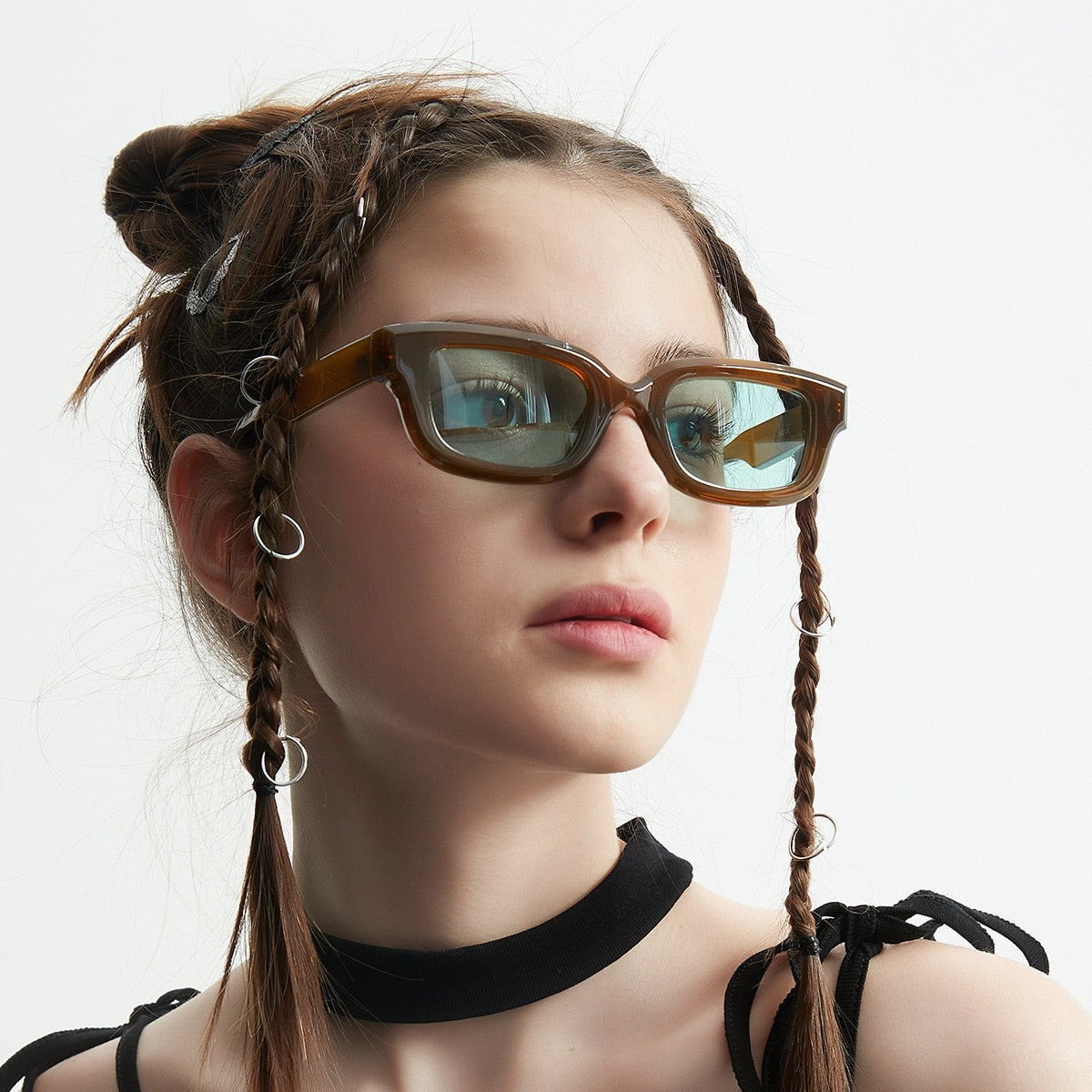 Green Rectangle Sunglasses for Women
