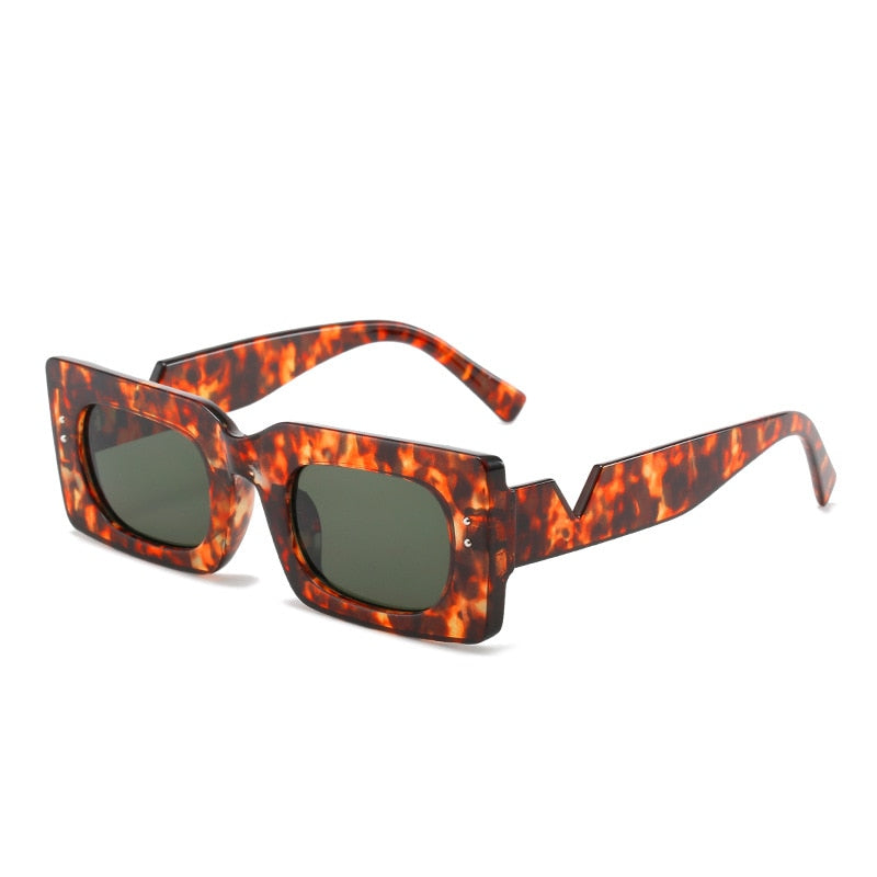 Retro Green Rectangle Sunglasses for Women