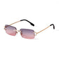 Blue Rimless Women Rectangle Sunglasses