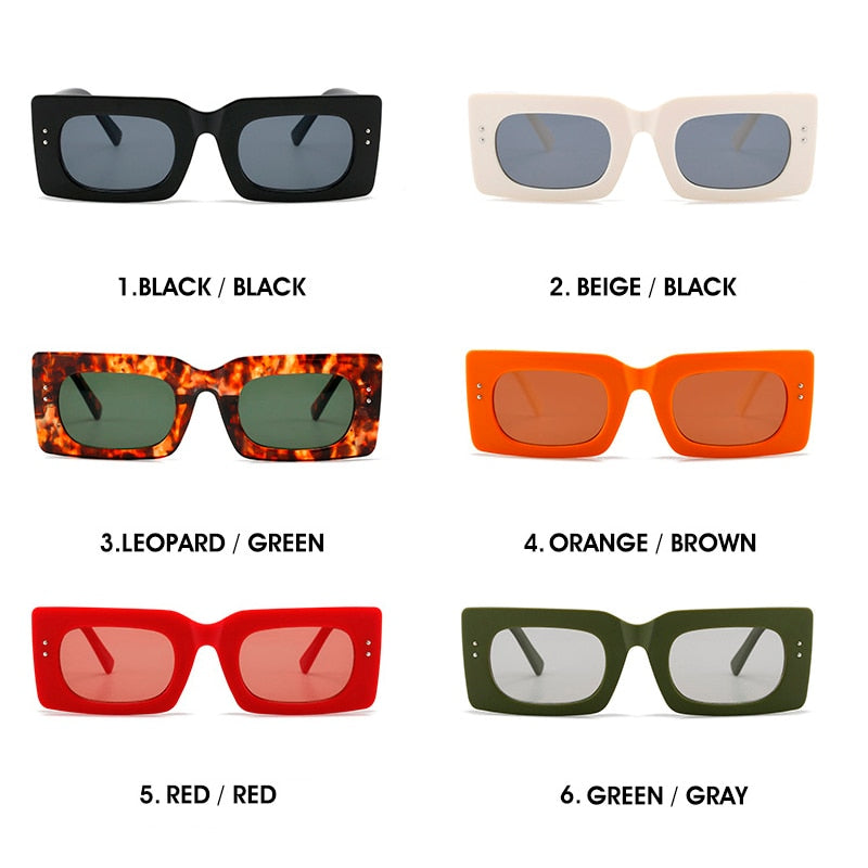 Retro Green Rectangle Sunglasses for Women