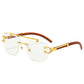 Punk Wood Printing Rimless Sunglasses