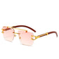 Punk Wood Printing Rimless Sunglasses