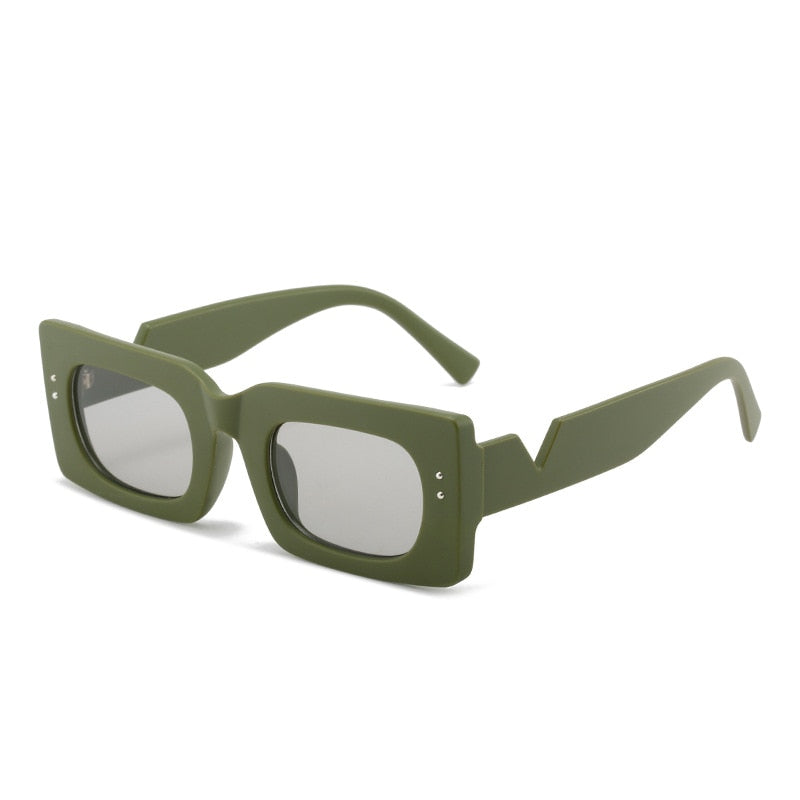 Retro Green Rectangle Sunglasses for Women