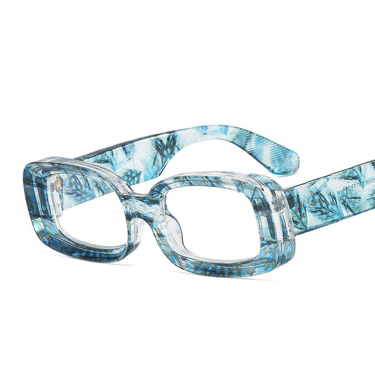 Men Colorful Pattern Rectangle Glasses