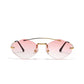 Alloy Double Bridge Metal Rimless Sun Glasses