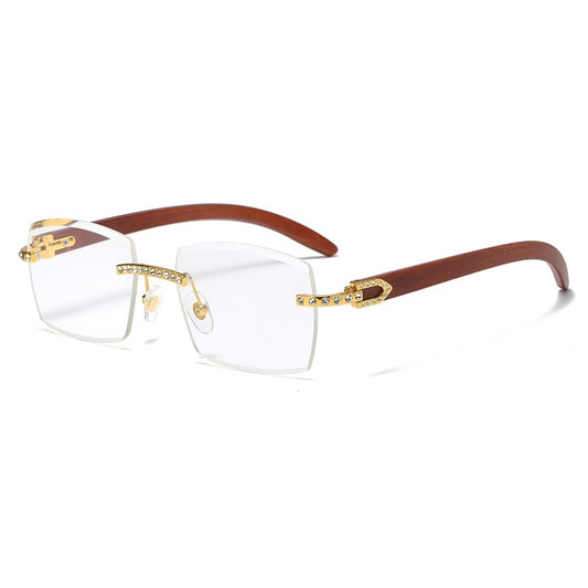 Men Rectangle Luxury Wood Sun Glasses