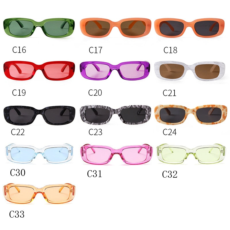 Retro Narrow Rectangle Women Sunglasses