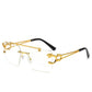 Punk Wood Printing Rimless Sunglasses